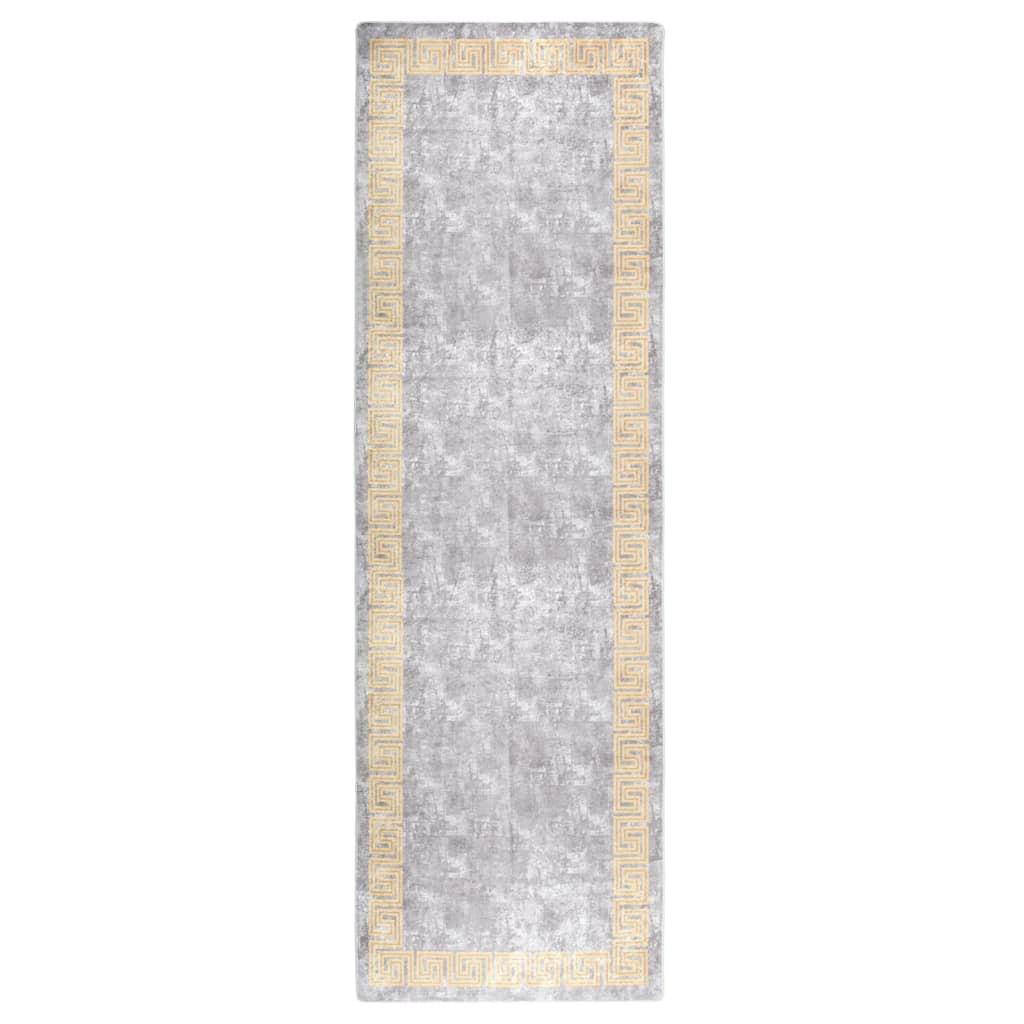 Gulvtæppe 80x300 cm skridsikkert og vaskbart grå