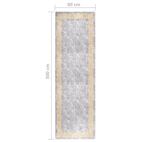 Gulvtæppe 80x300 cm skridsikkert og vaskbart grå