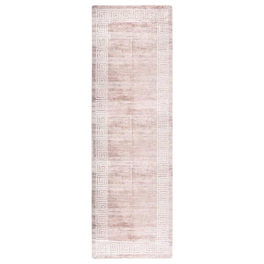Gulvtæppe 80x300 cm skridsikkert og vaskbart beige