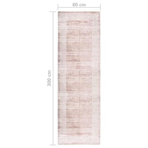 Gulvtæppe 80x300 cm skridsikkert og vaskbart beige