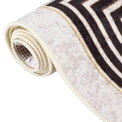 Gulvtæppe 80x300 cm skridsikkert og vaskbart lys beige