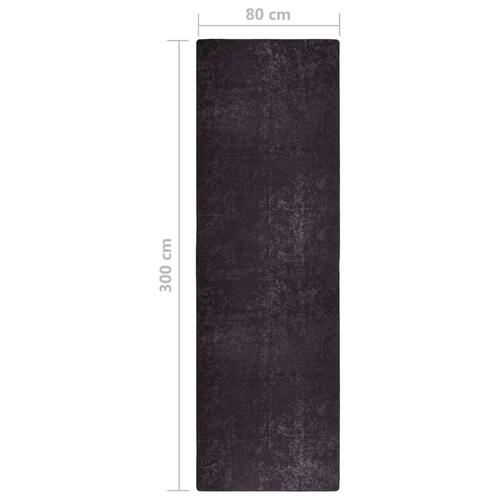 Gulvtæppe 80x300 cm skridsikkert og vaskbart antracitgrå
