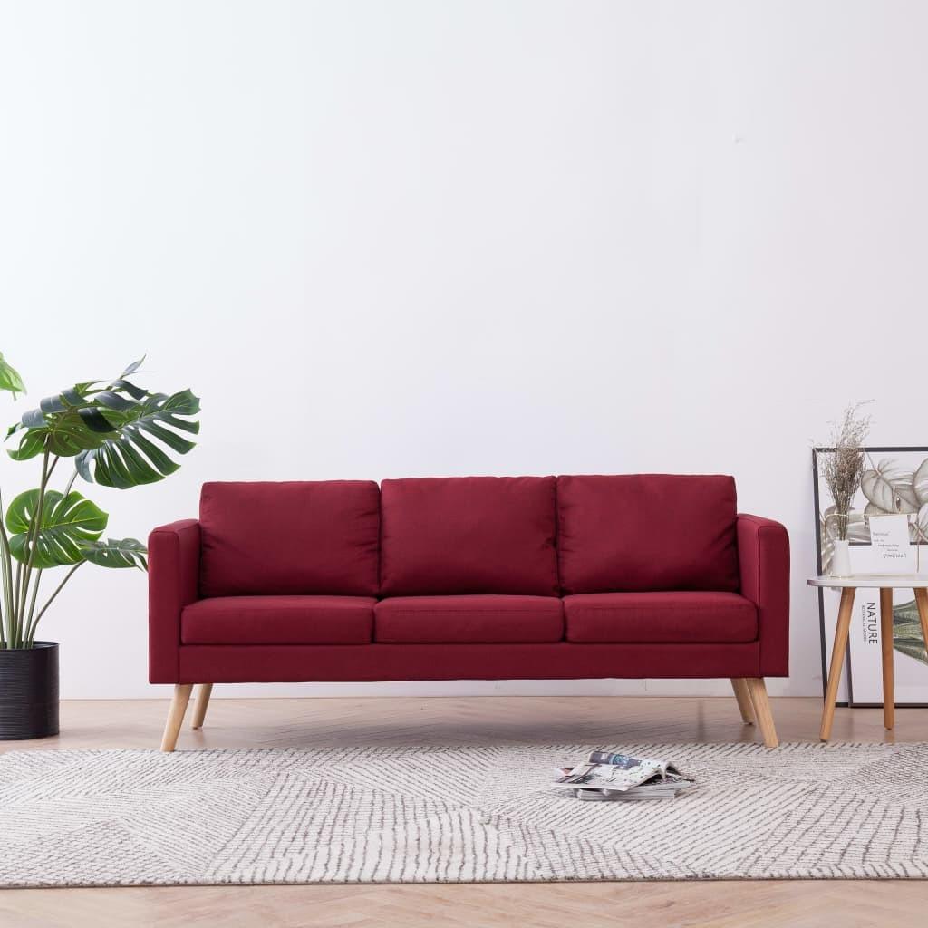 3-personers sofa i stof rødvinsfarvet