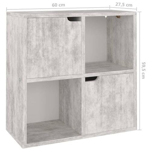 Bogreol 60x27,5x59,5 cm spånplade betongrå