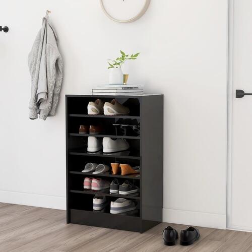 Skoskab 60x35x92 cm spånplade sort højglans