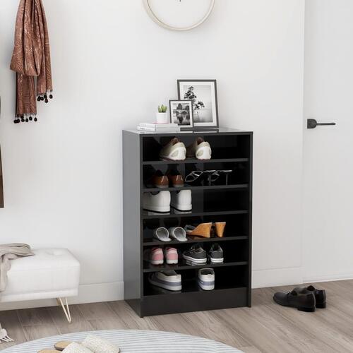 Skoskab 60x35x92 cm spånplade sort højglans