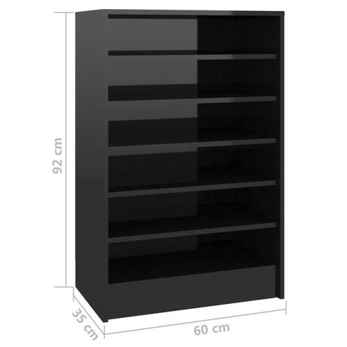 Skoskab 60x35x92 cm spånplade sort højglans