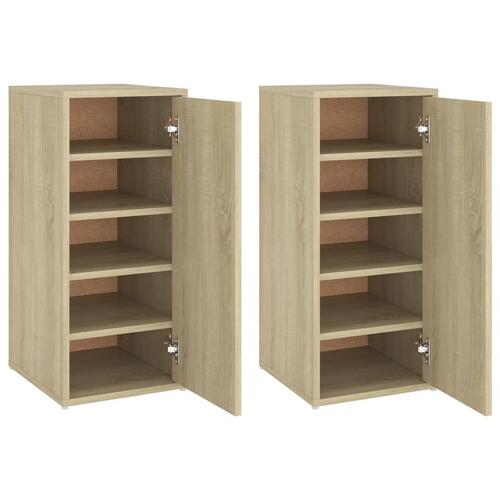 Skoskabe 2 stk. 32x35x70 cm konstrueret træ sonoma-eg