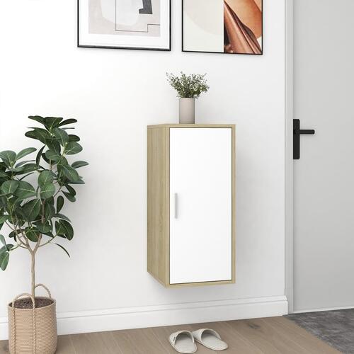 Skoskabe 2 stk. 32x35x70 cm konstrueret træ hvid og sonoma-eg
