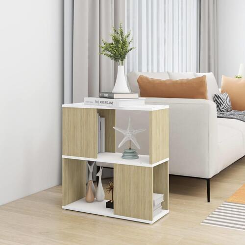 Bogreol 60x24x63 cm konstrueret træ hvid og sonoma-eg