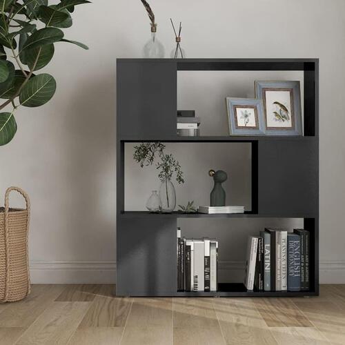 Bogreol/rumdeler 80x24x94 cm konstrueret træ grå højglans