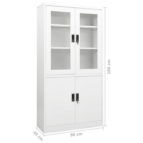 Kontorskab 90x40x180 cm stål hvid