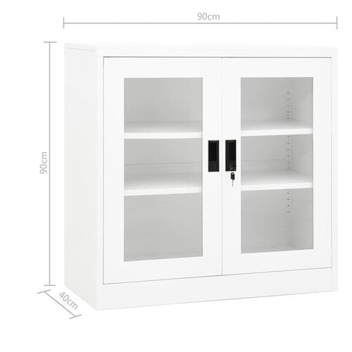 Kontorskab 90x40x90 cm stål hvid