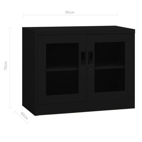 Kontorskab 90x40x70 cm stål sort