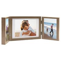 Folderamme til 3 billeder 28x18 cm + 2x(13x18 cm) lysebrun