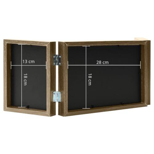 Folderamme til 3 billeder 28x18 cm + 2x(13x18 cm) lysebrun