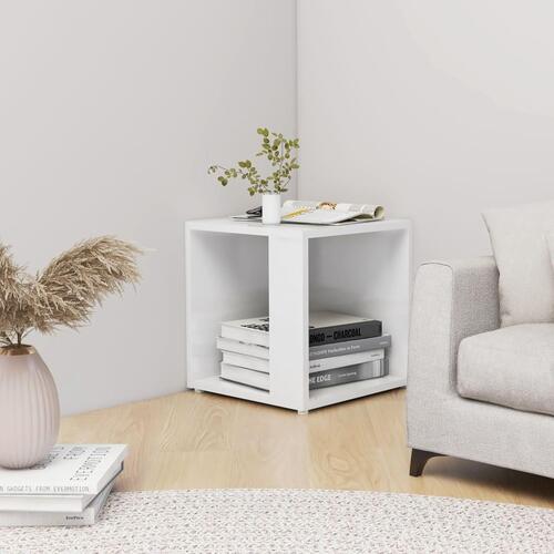 Sidebord 33x33x34,5 cm spånplade hvid højglans