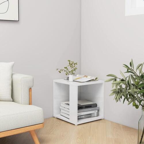 Sidebord 33x33x34,5 cm spånplade hvid højglans
