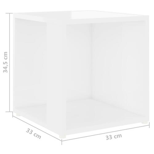 Sidebord 33x33x34,5 cm spånplade hvid højglans