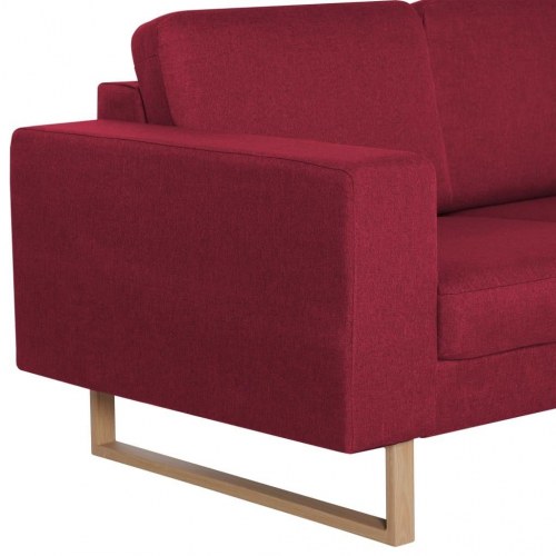 3-personers sofa i stof - vinrød, aftagelige hynder