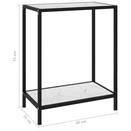 Konsolbord 60x35x75 cm hærdet glas hvid