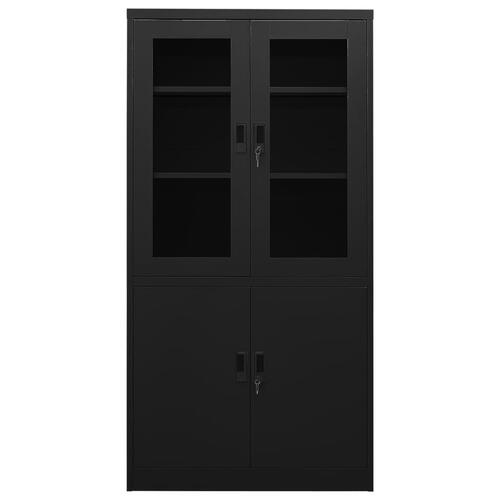 Kontorskab 90x40x180 cm stål sort