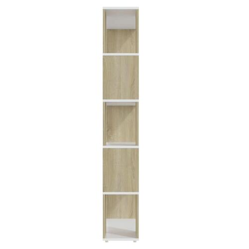Bogskab/rumdeler 80x24x155 cm spånplade hvid og sonoma-eg