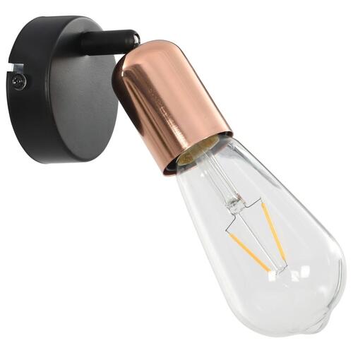 Spotlamper 2 stk. E27 sort og kobber
