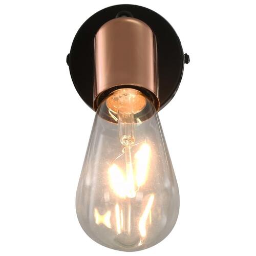 Spotlamper 2 stk. E27 sort og kobber