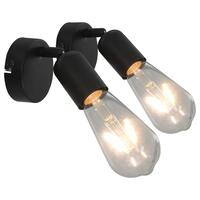 Spotlamper 2 stk. med glødepærer 2 W E27 sort