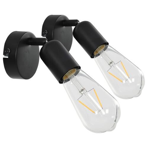 Spotlamper 2 stk. med glødepærer 2 W E27 sort