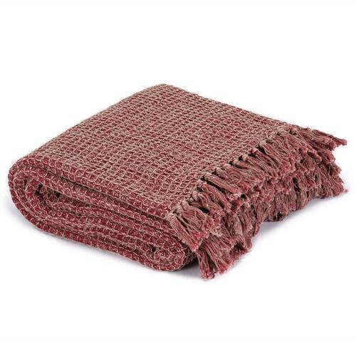 Plaid 160 x 210 cm bomuld bordeauxfarvet