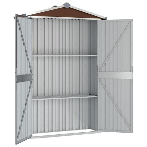 Haveskur 116x45x175 cm galvaniseret stål brun