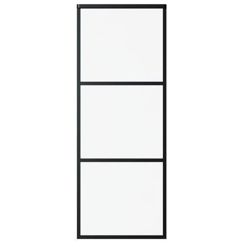 Skydedør 76x205 cm sikkerhedsglas og aluminium sort