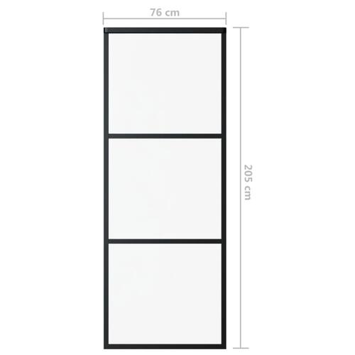 Skydedør 76x205 cm sikkerhedsglas og aluminium sort
