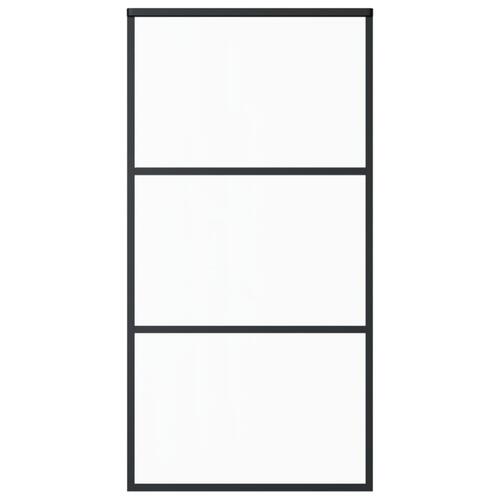 Skydedør 102x205 cm sikkerhedsglas og aluminium sort