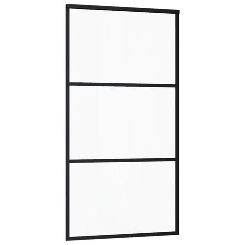 Skydedør 102x205 cm sikkerhedsglas og aluminium sort
