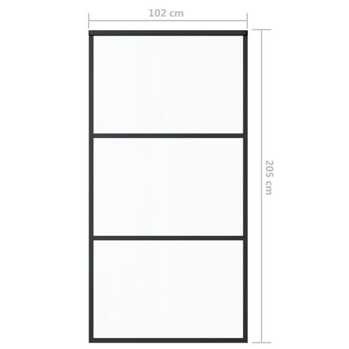 Skydedør 102x205 cm sikkerhedsglas og aluminium sort