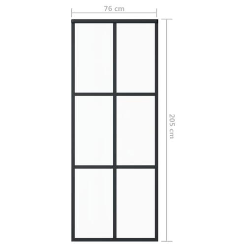 Skydedør 76x205 cm sikkerhedsglas og aluminium sort