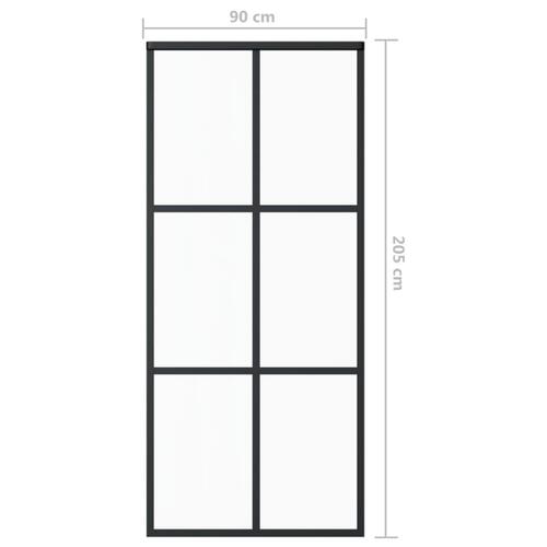 Skydedør 90x205 cm sikkerhedsglas og aluminium sort