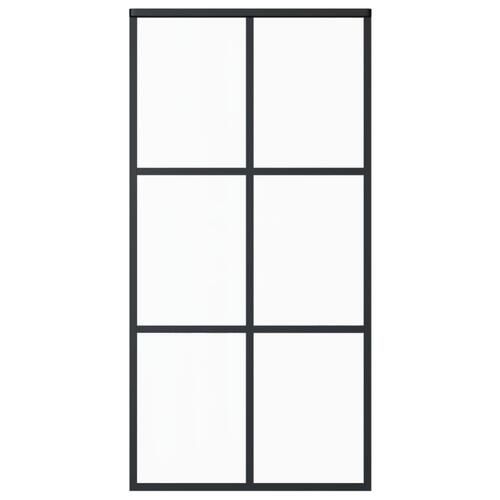 Skydedør 102x205 cm sikkerhedsglas og aluminium sort