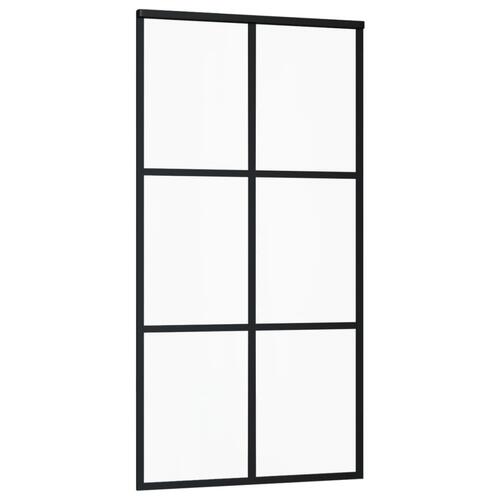 Skydedør 102x205 cm sikkerhedsglas og aluminium sort