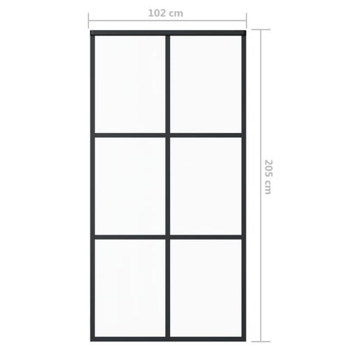 Skydedør 102x205 cm sikkerhedsglas og aluminium sort