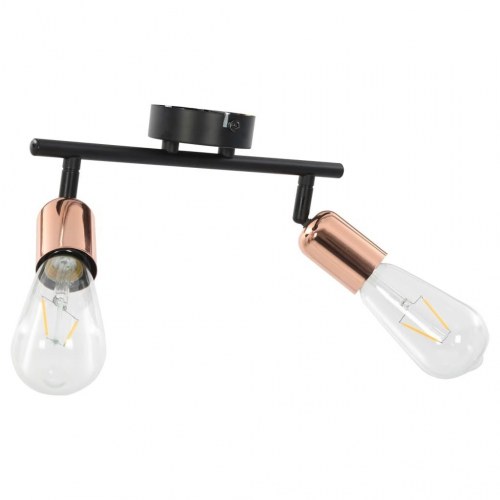 2-vejs spotlampe 2 W E27 sort og kobber