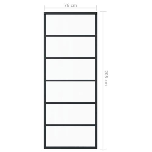 Skydedør 76x205 cm sikkerhedsglas og aluminium sort