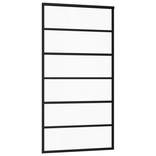 Skydedør 102x205 cm sikkerhedsglas og aluminium sort