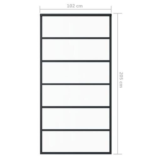 Skydedør 102x205 cm sikkerhedsglas og aluminium sort