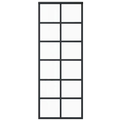 Skydedør 76x205 cm sikkerhedsglas og aluminium sort