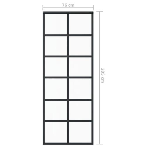 Skydedør 76x205 cm sikkerhedsglas og aluminium sort