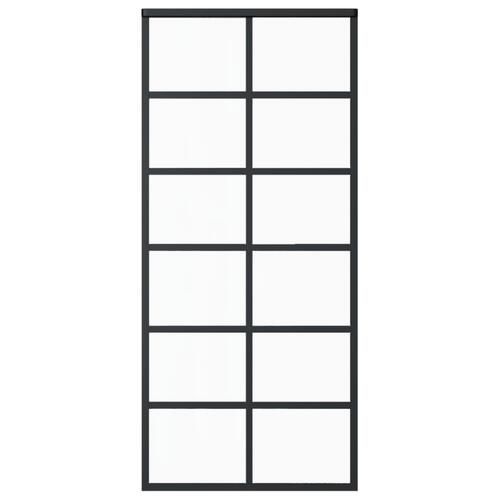 Skydedør 90x205 cm sikkerhedsglas og aluminium sort